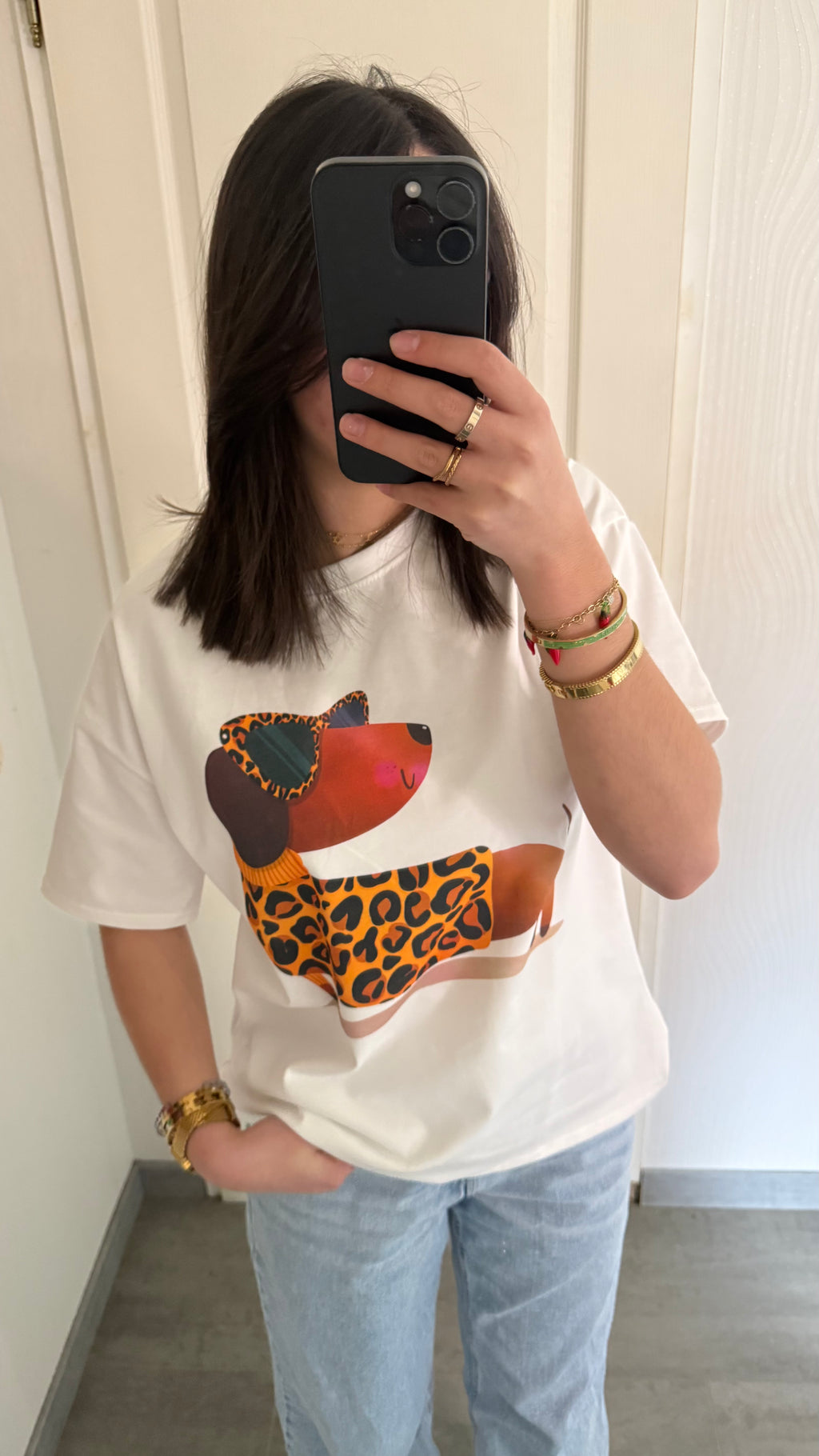 tee-shirt teckel léopard