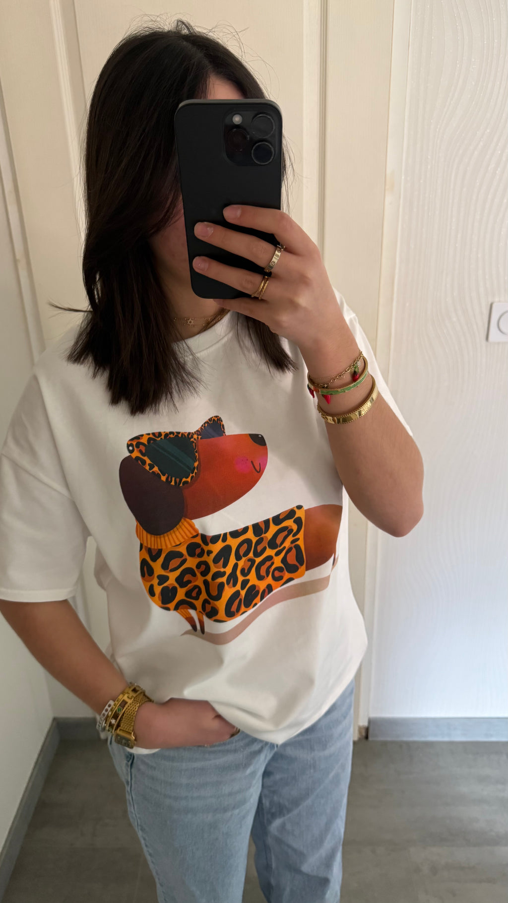 tee-shirt teckel léopard