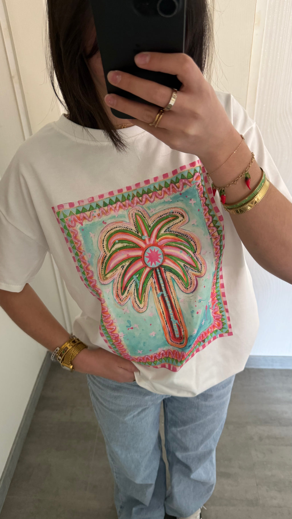 tee-shirt palmier coloré