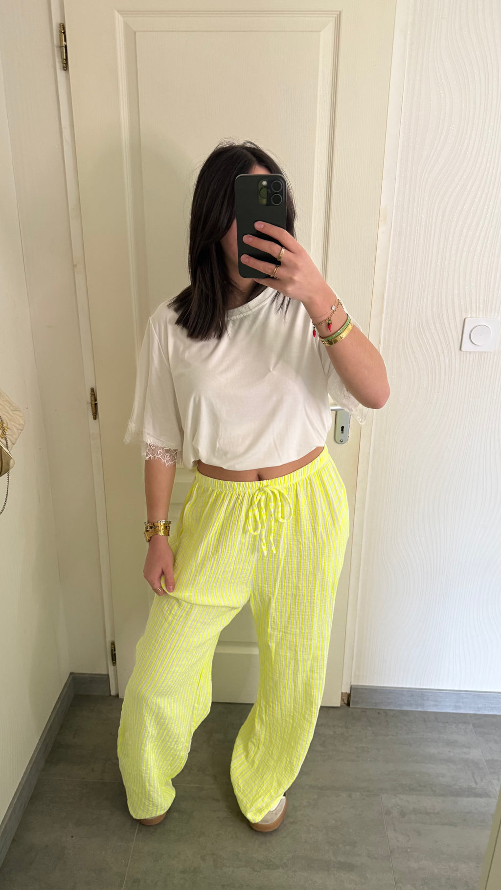pantalon large rayé