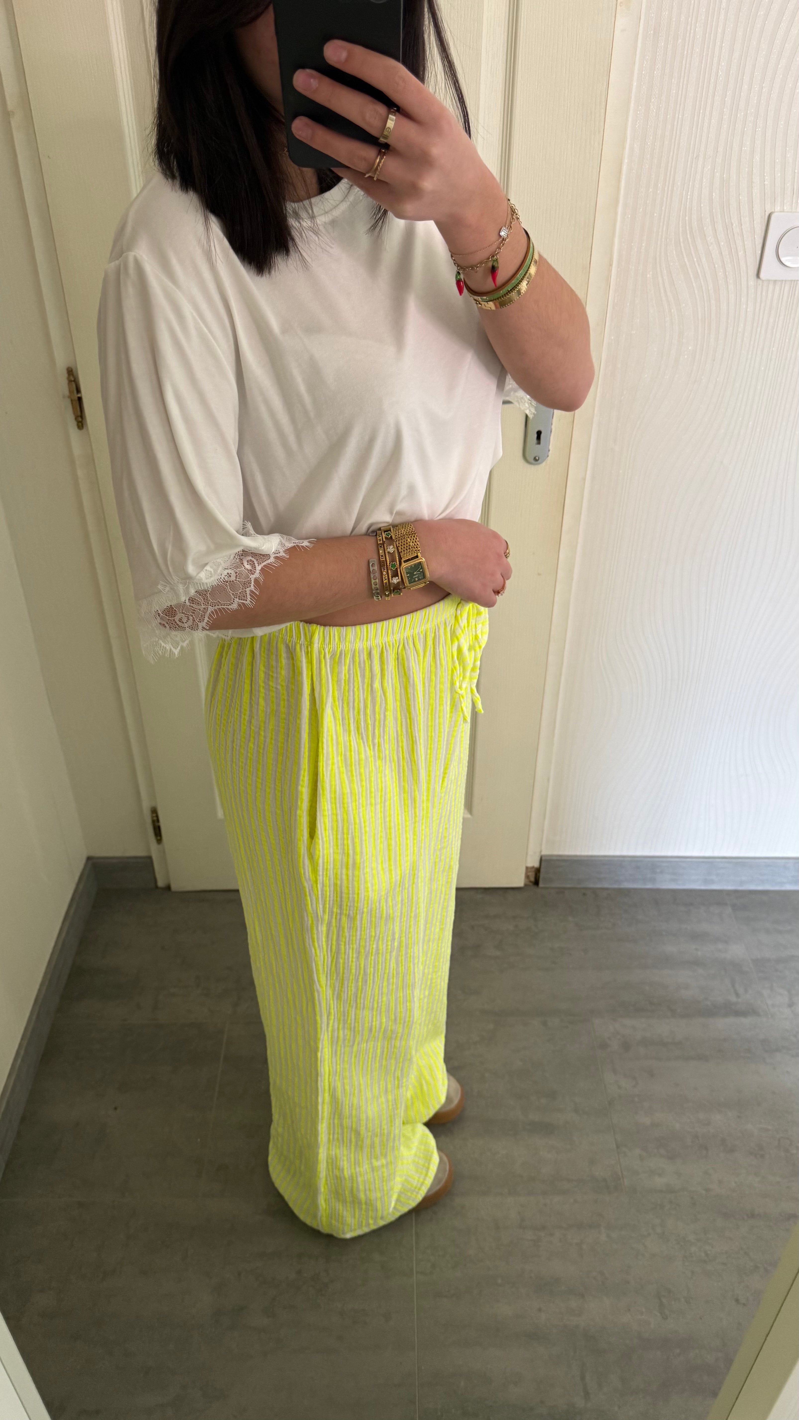 pantalon large rayé