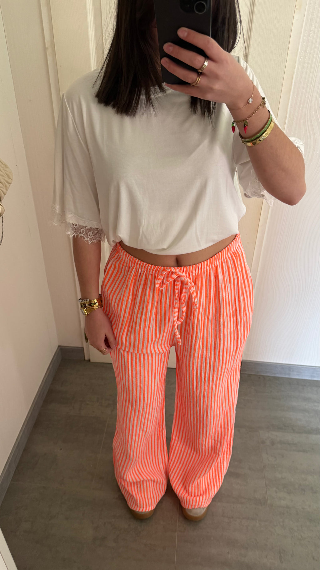 pantalon large rayé