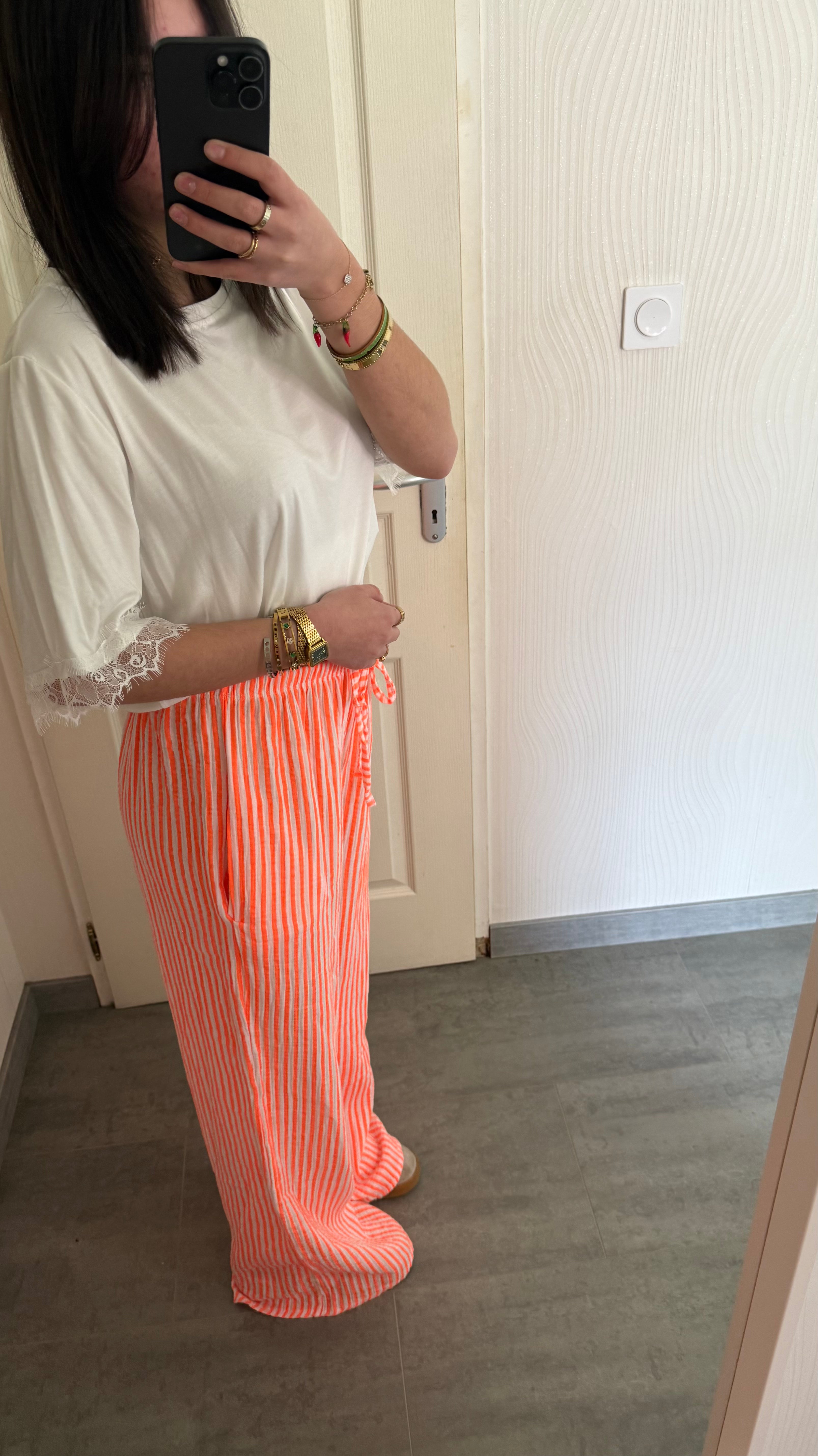 pantalon large rayé