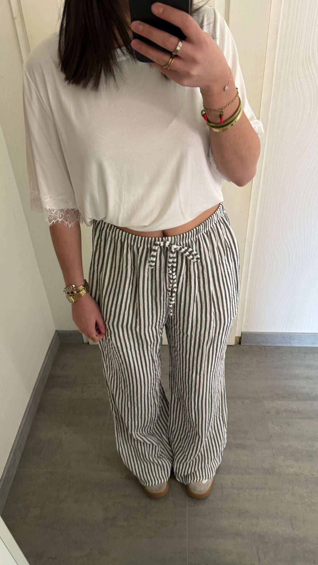 pantalon large rayé