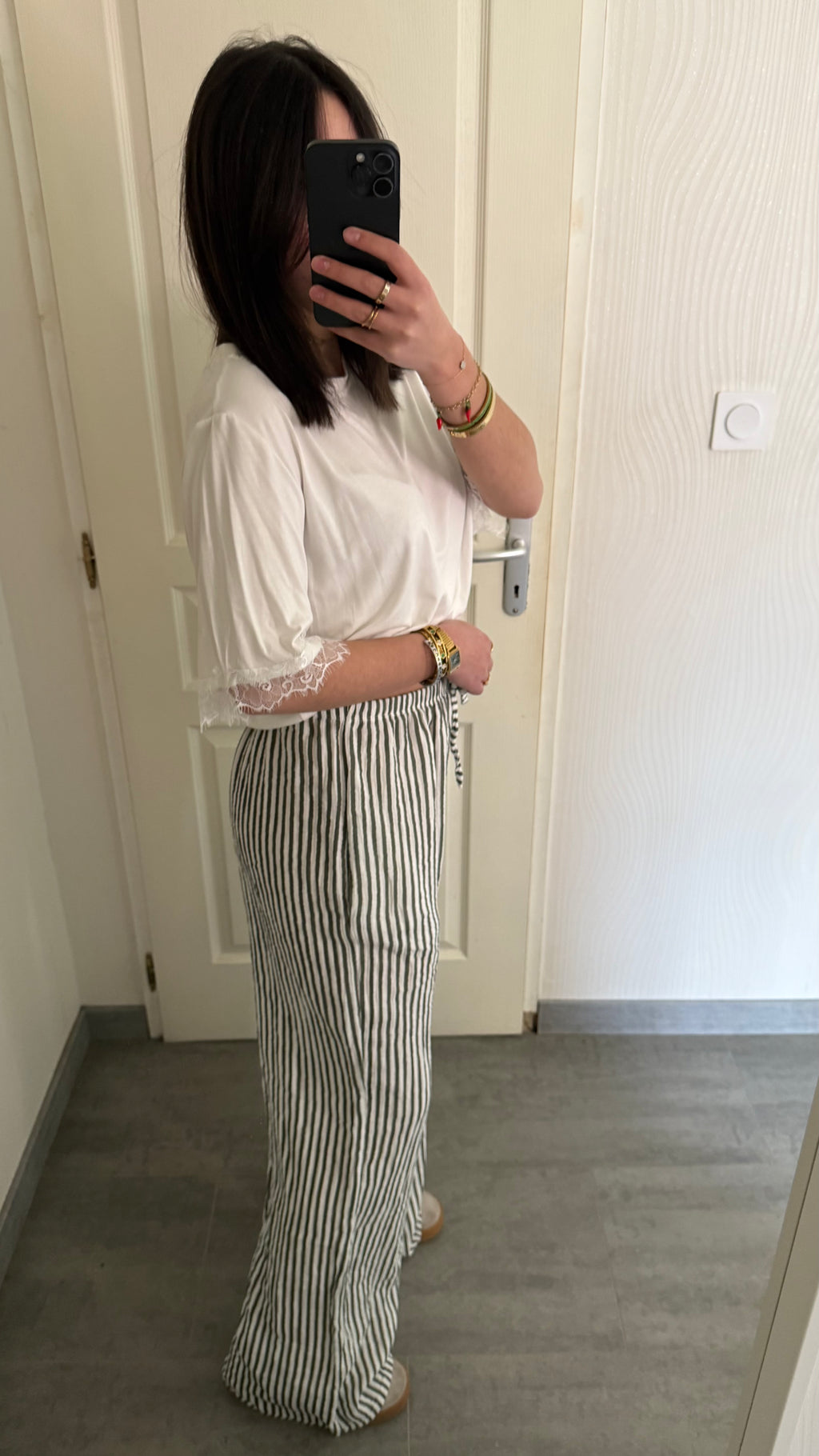 pantalon large rayé