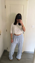 pantalon large rayé