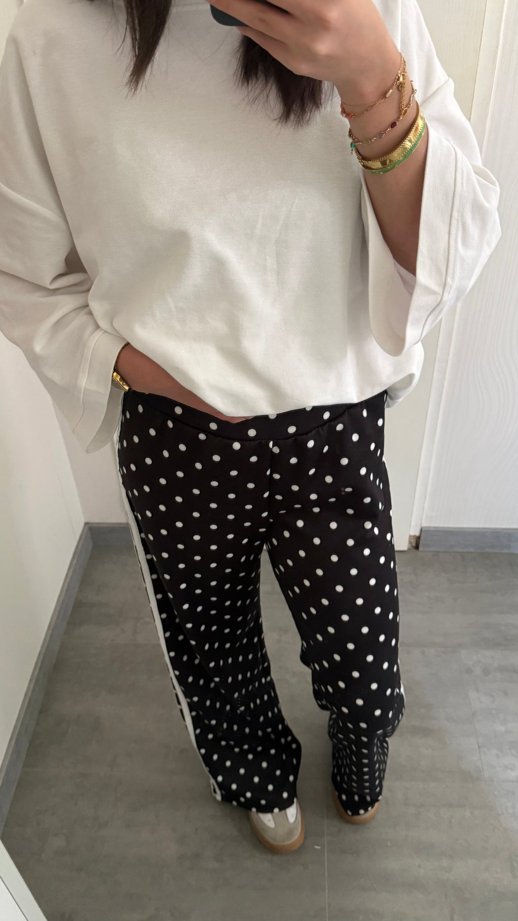 Pantalon fluide à pois