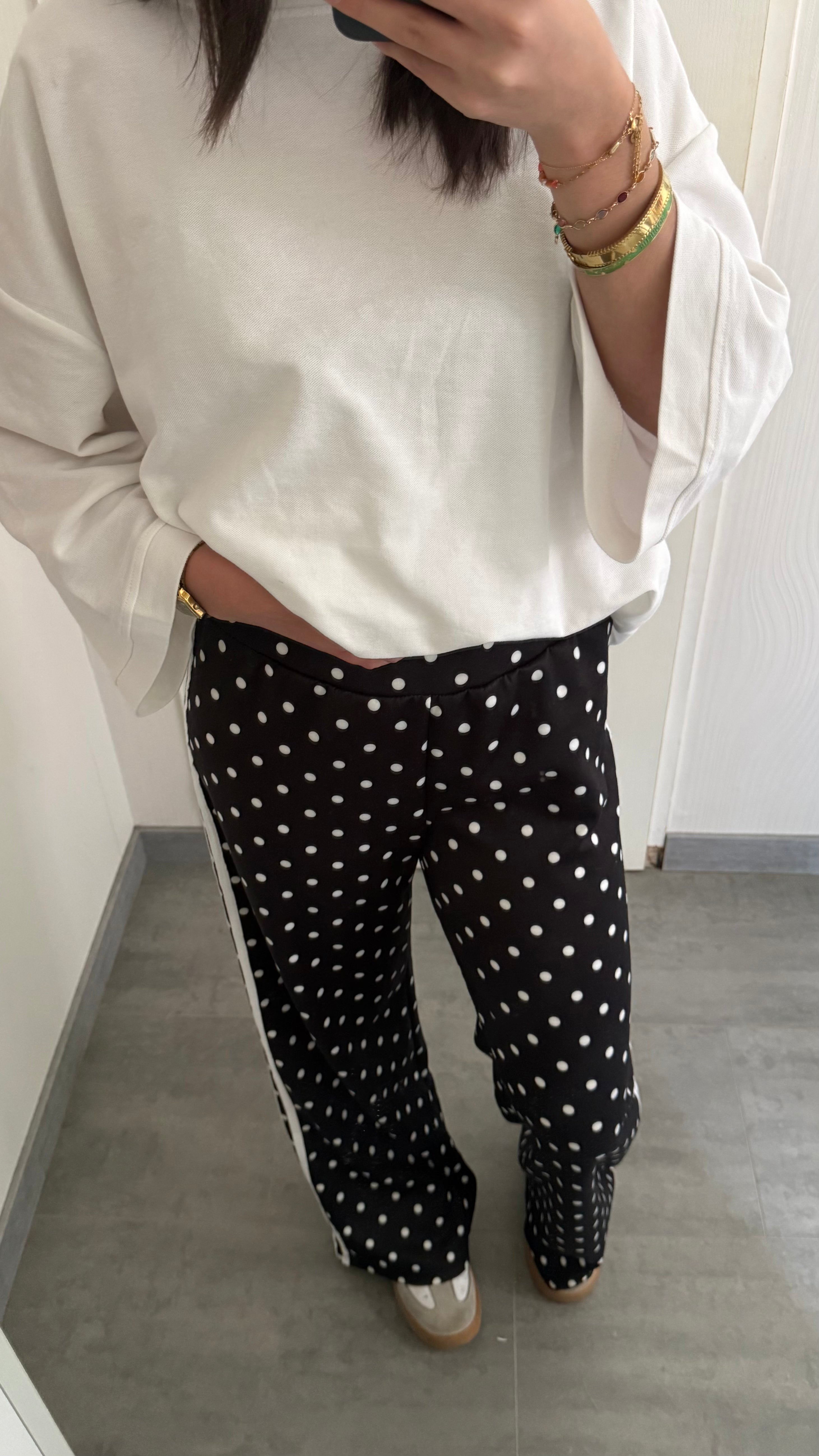 Pantalon fluide à pois