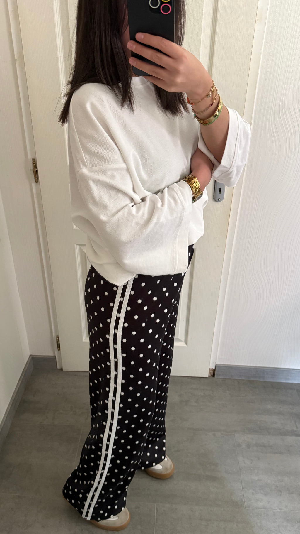Pantalon fluide à pois