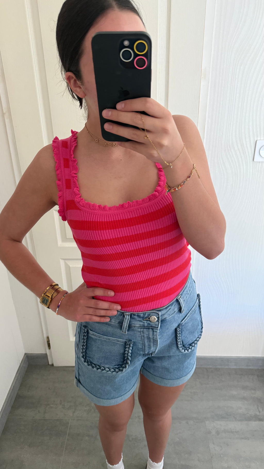 Short en jean tressé