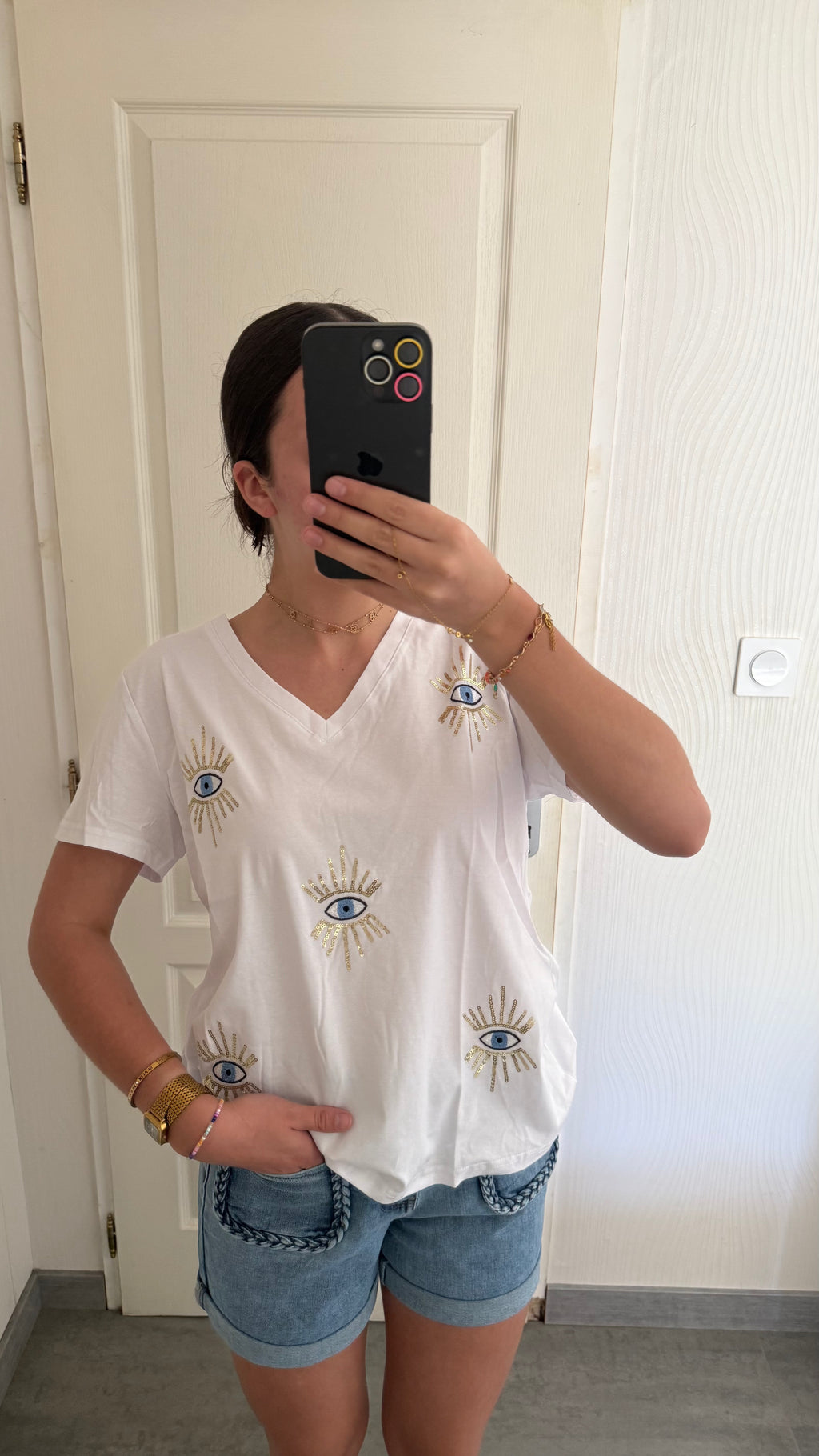 T-shirt œil et sequins