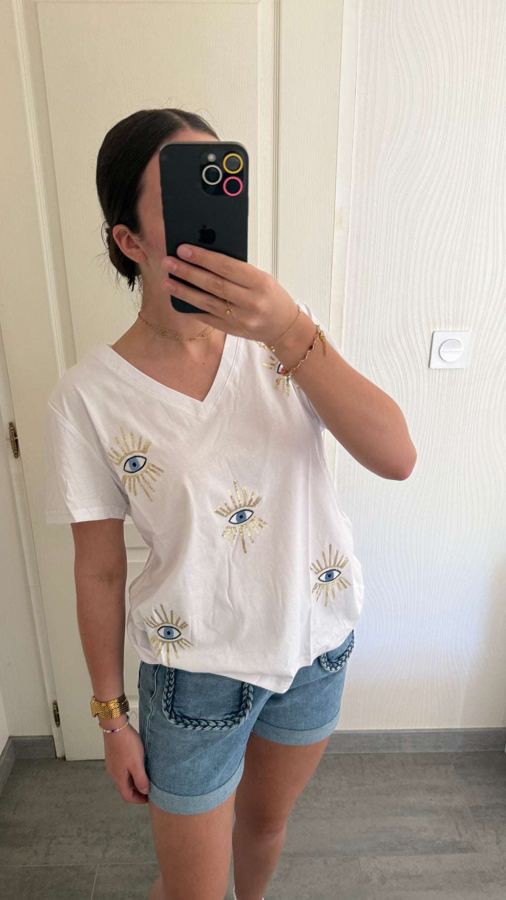 T-shirt œil et sequins