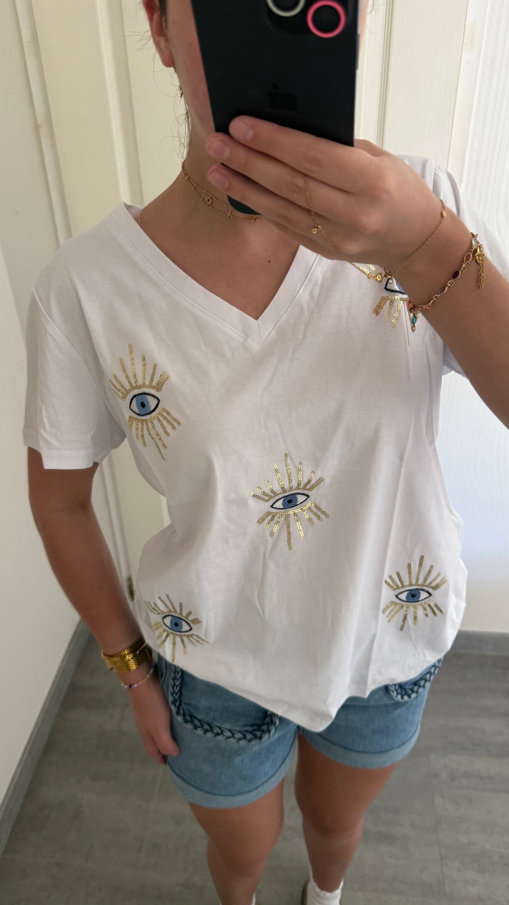 T-shirt œil et sequins