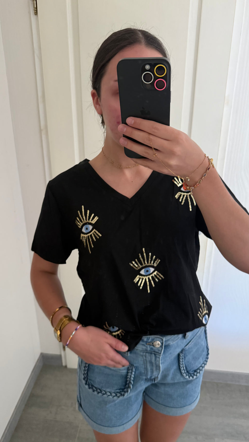 T-shirt œil et sequins