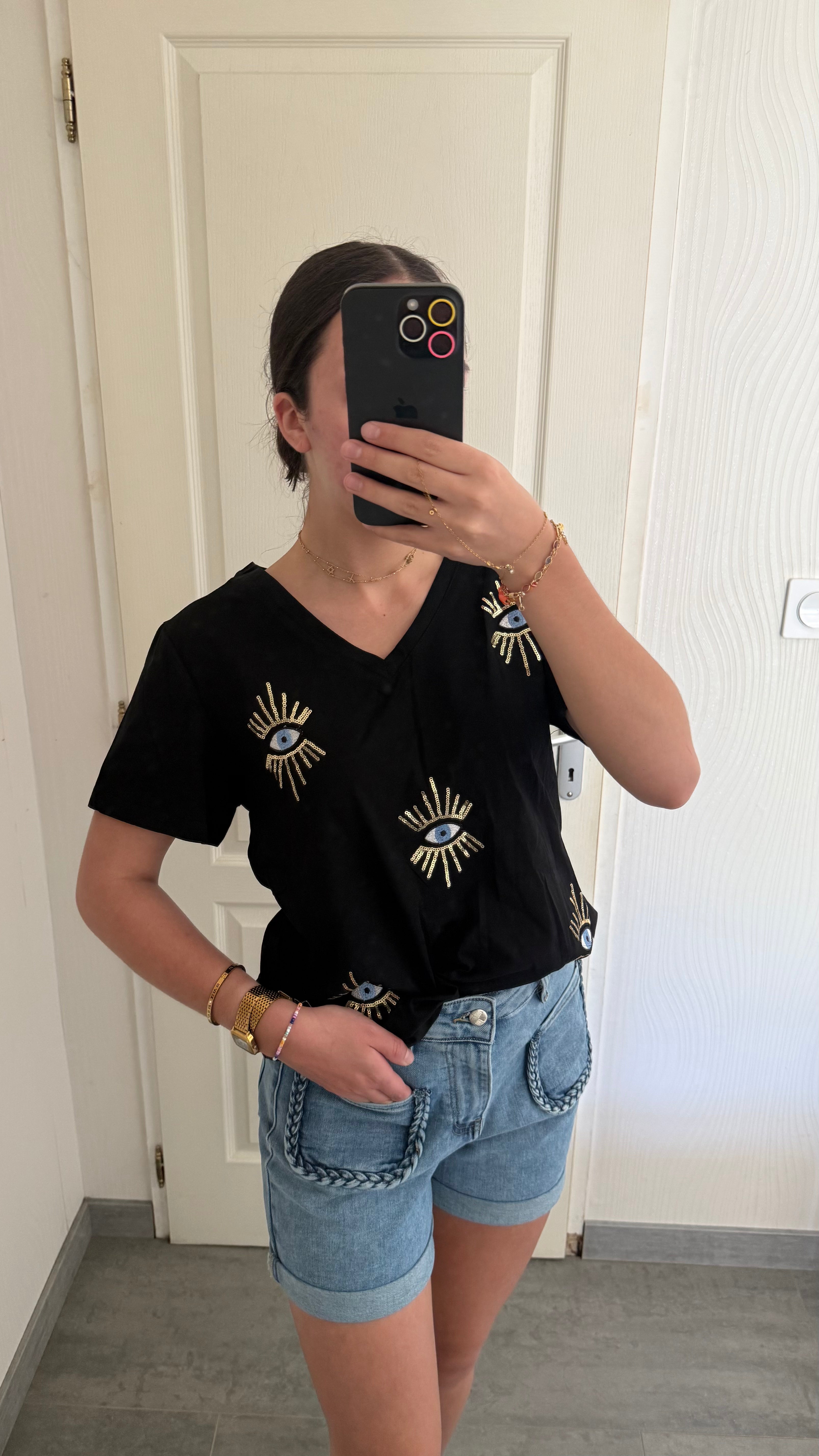 T-shirt œil et sequins