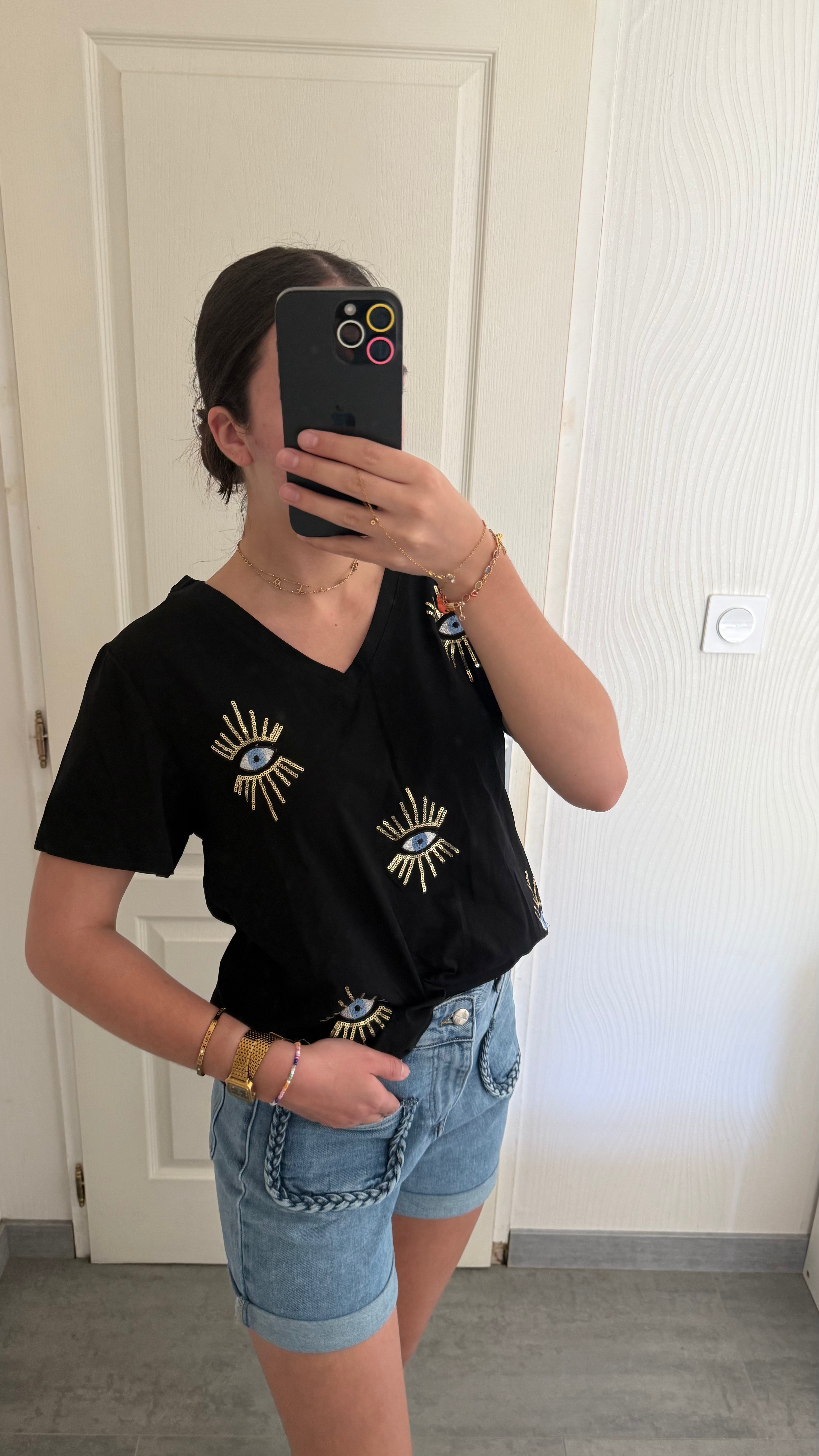 T-shirt œil et sequins