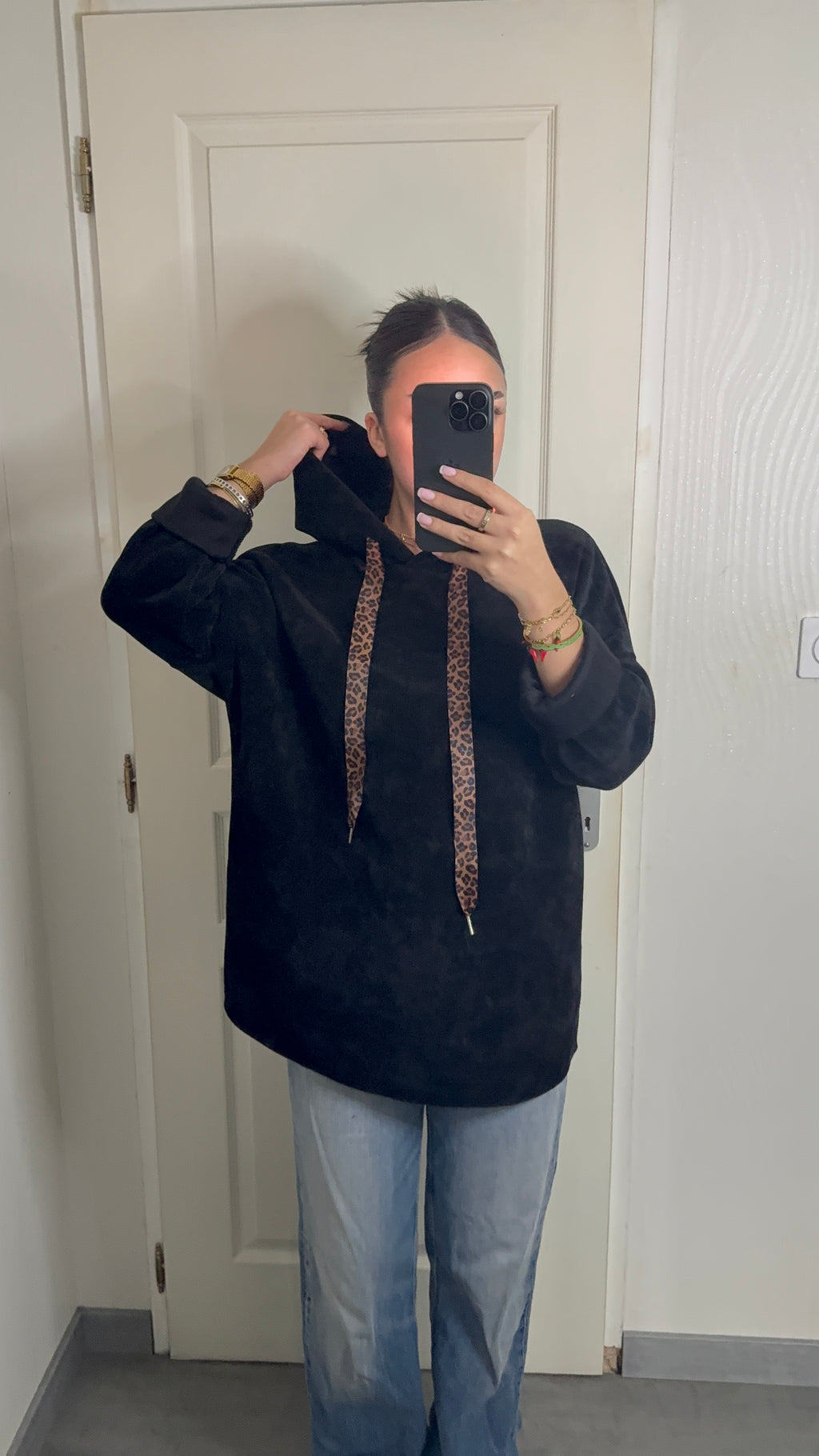 sweat côtelé à capuche